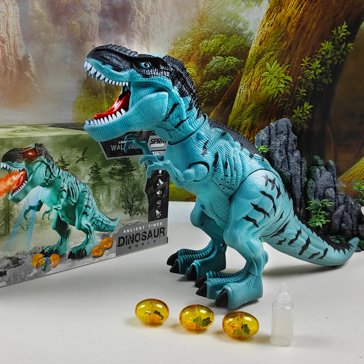 Electric Toy Large Size Walking Spray Lay Eggs Dinosaur Robot for Kids With Light Sound Mechanical Dinosaurs Model Toys
