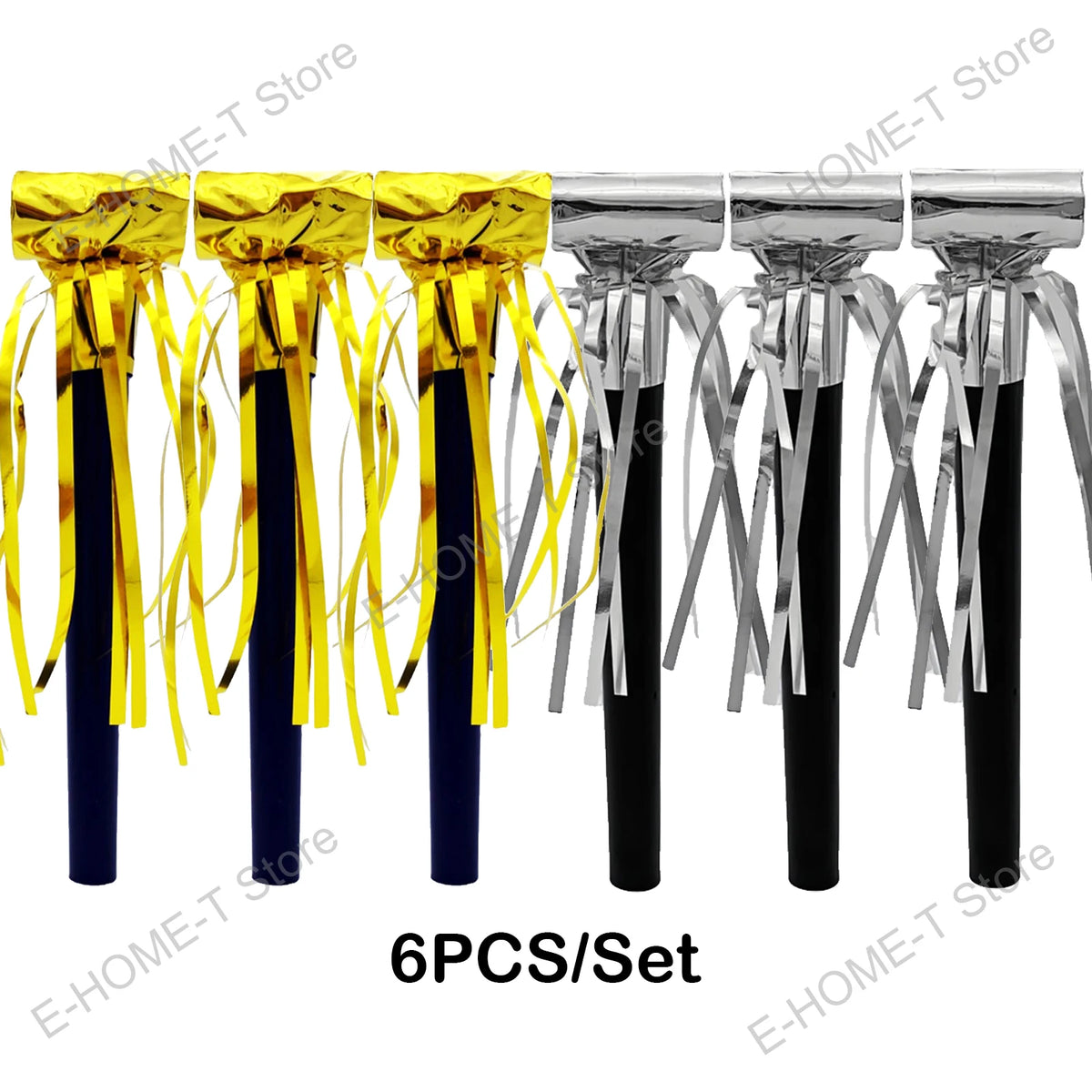 Party Noise Makers Gold Silver Fringed Glitter Whistles Blowers Horns for Birthday Party Scares Baby Shower Graduation New year