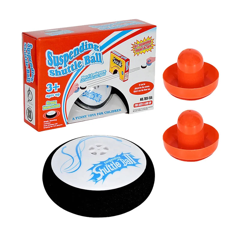 Floating Hover Puck Game with Red Pushers for Kids, Tabletop Hockey Game