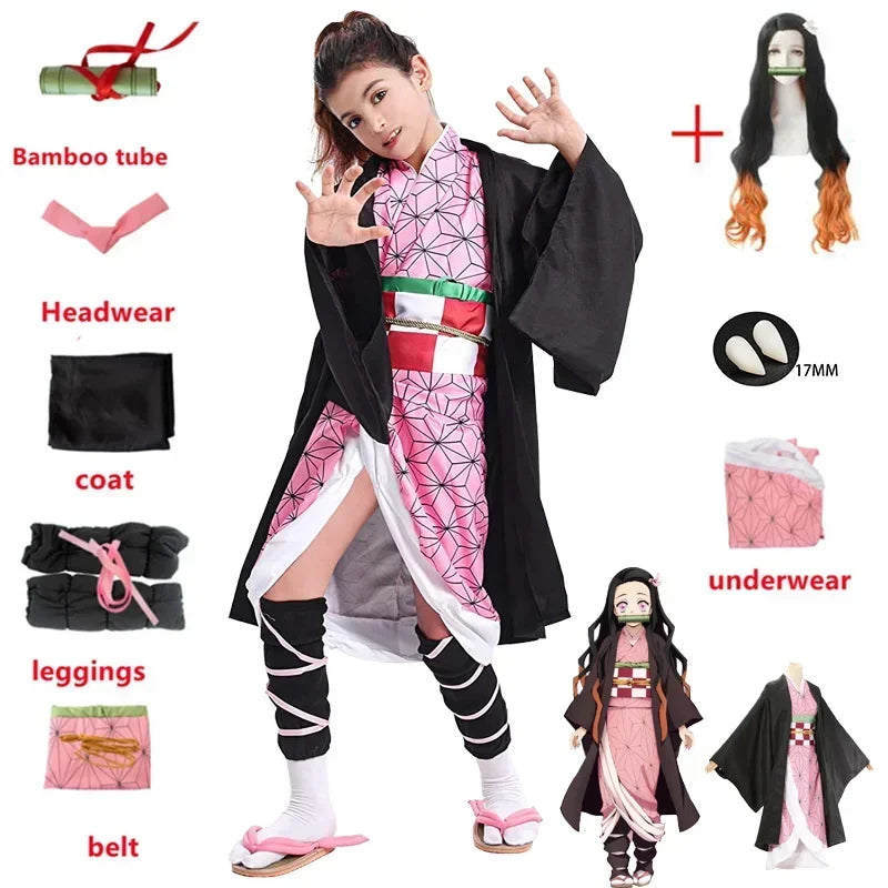 New Kamado Nezuko Cosplay Costume Japanese Anime Carnival Party Adult Uniform Girl Halloween Costume for
