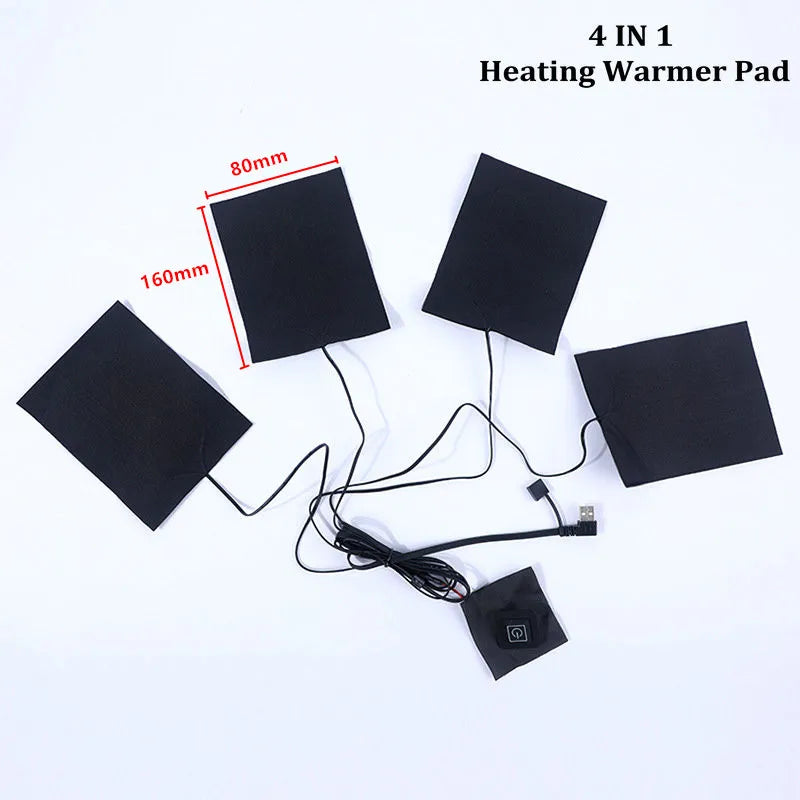 USB Clothes Heater Pad With 3 Gear Adjustable Temperature Electric Heating Sheet Heating Warmer Pad For Vest Jacket