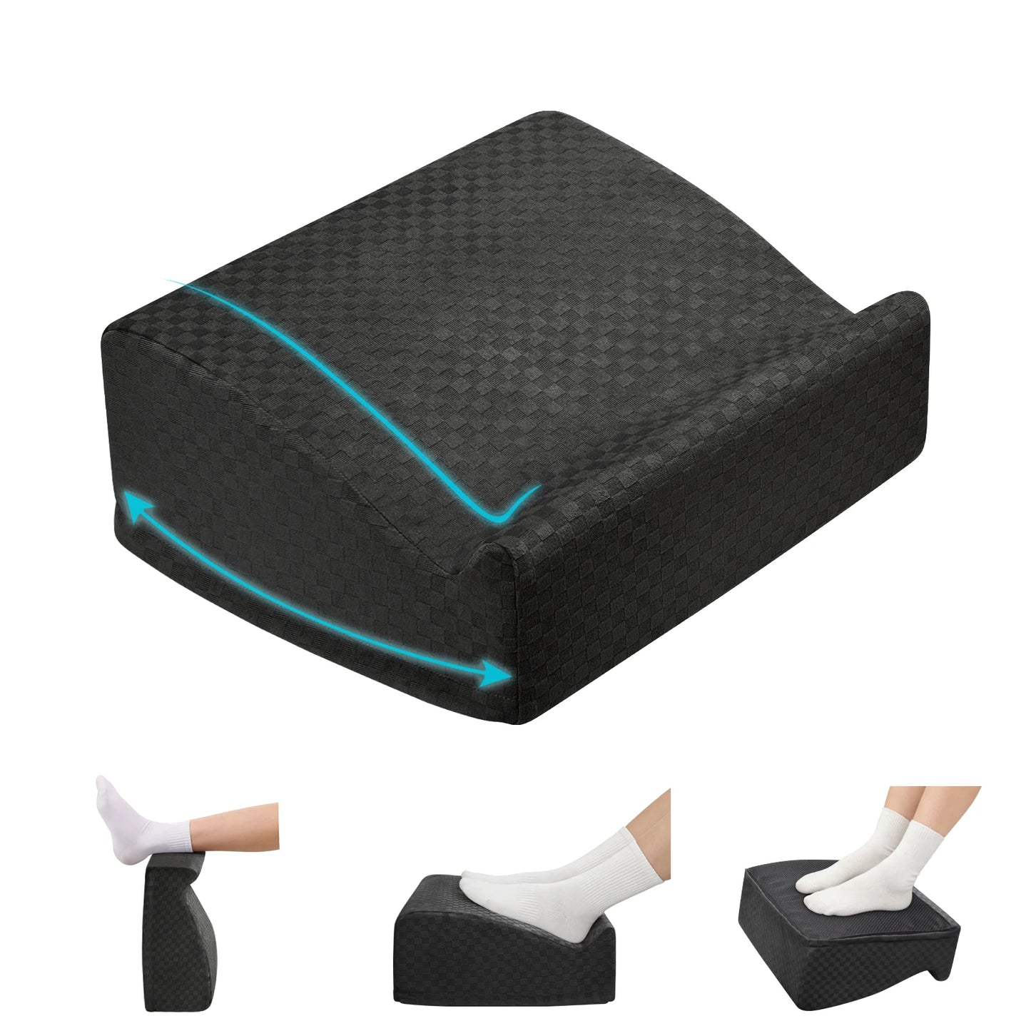 Adjustable Height Foot Rest Pillow with Washable Cover Non-Slip Ergonomic Footrest for Office Desk Couch