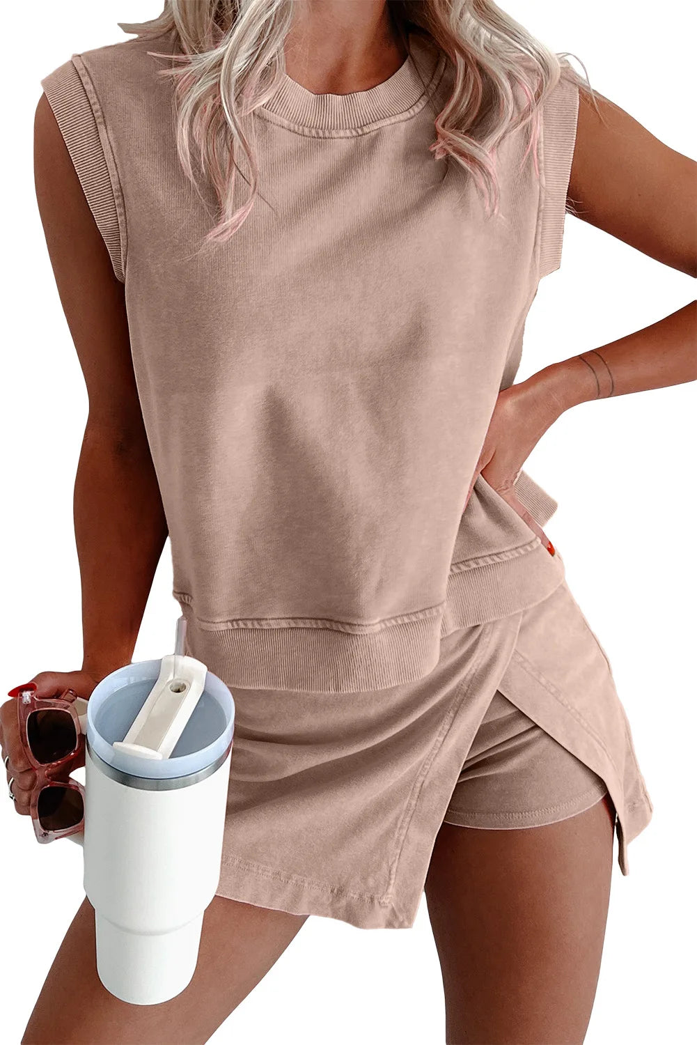 Cotton Casual Outfits For Women Y2k Clothes Pullover Top+Splicing High Waist Skirt Shorts Suit 2piece Summer Lady Two Piece Sets