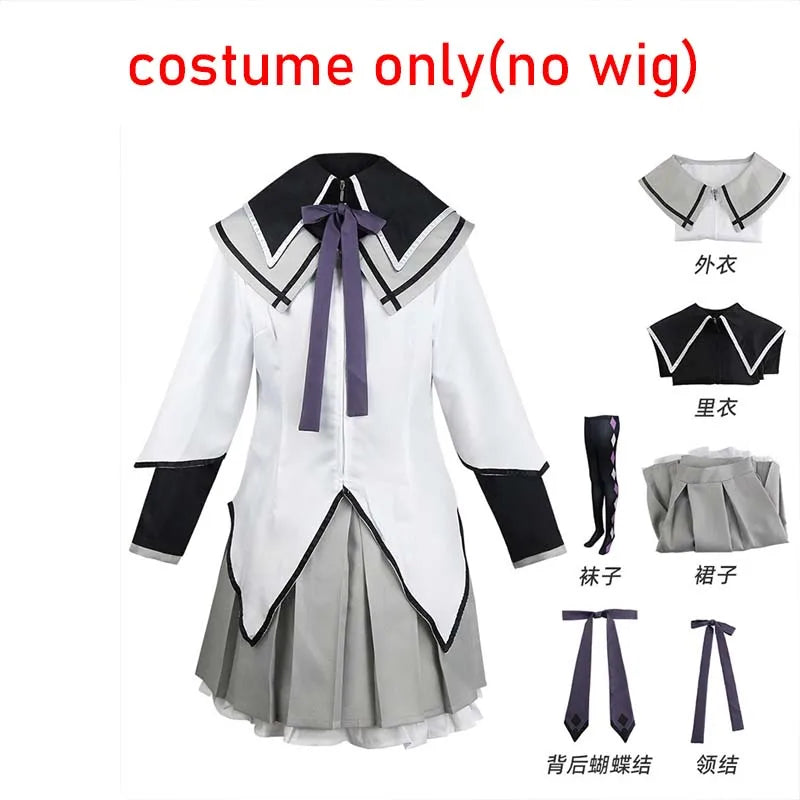 Anime Akemi Homura Cosplay Costume Fighting Uniform Stockings Akemi Homura Outfits