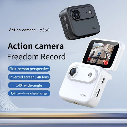 32GB 4K HD Flip Screen Thumb Camera Action Camera | Outdoor Recording, VLOG Cycling Camcorder, Anti Shake Flip Screen Panoramic Travel Shooting, Large Wide-angle First Person View Recording Camera, USB Charging, Lightweight S