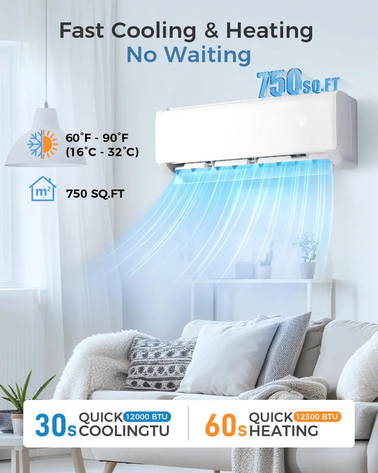 Ductless Mini Split Air Conditioner & Heater | SAC001-12K, 12,000 BTU & 115V | Home & Office Climate Control