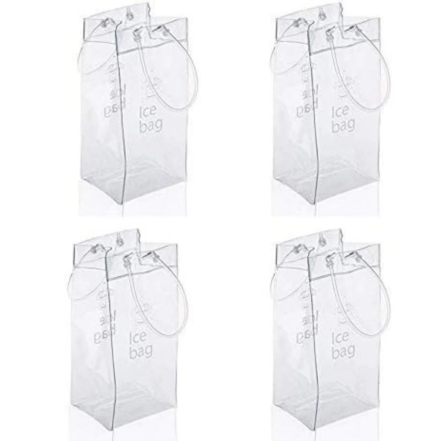 1/2/4PCS ICE Bags PVC Transparent Cooler Clear Pouch Ice Bucket Wine Champagne Bottle Chiller With Carry Handle Drink Bottle
