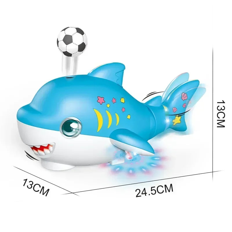 Electric Blowing Ball Shark Model Car Robot Swing Tail Electronic Pet Interactive Entertainment Toys for Kids Baby Children Gift