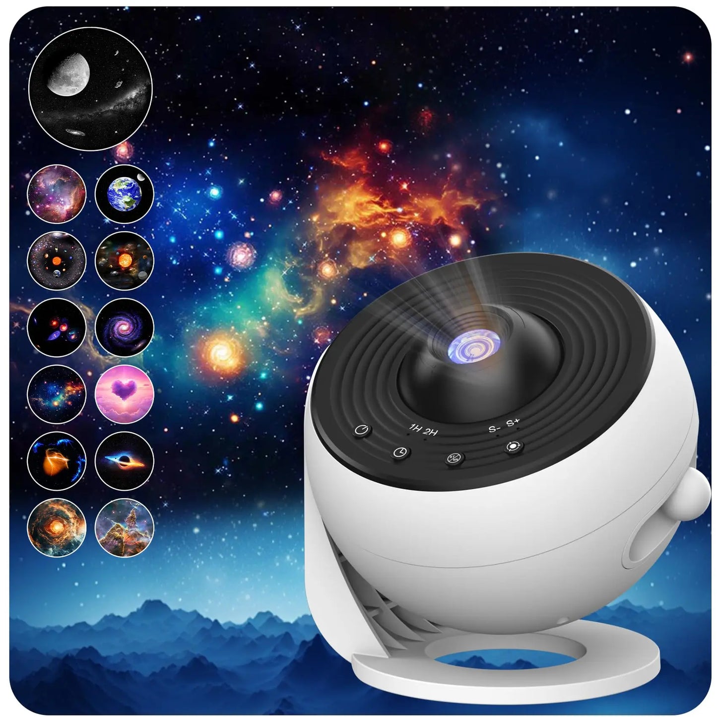 Galaxy Projector for Bedroom Pro Version HD 12 in 1 Film Discs Star Projector Galaxy Light Planetarium Projector with Timer White Noise 360 ° Rotation Bluetooth Remote Control