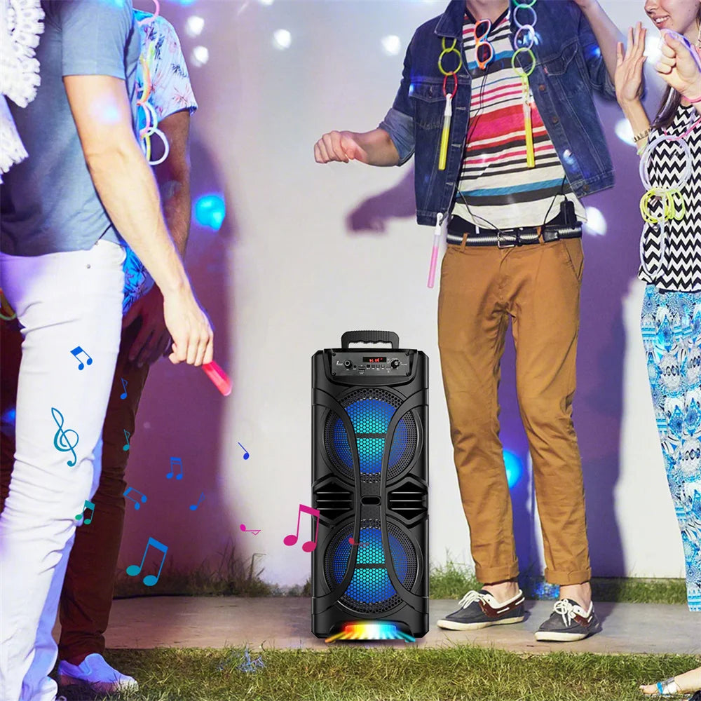 6000W Portable Party Bluetooth Speaker Sound System Rechargeable Outdoor Loud Karaoke Dual 8 " Speaker