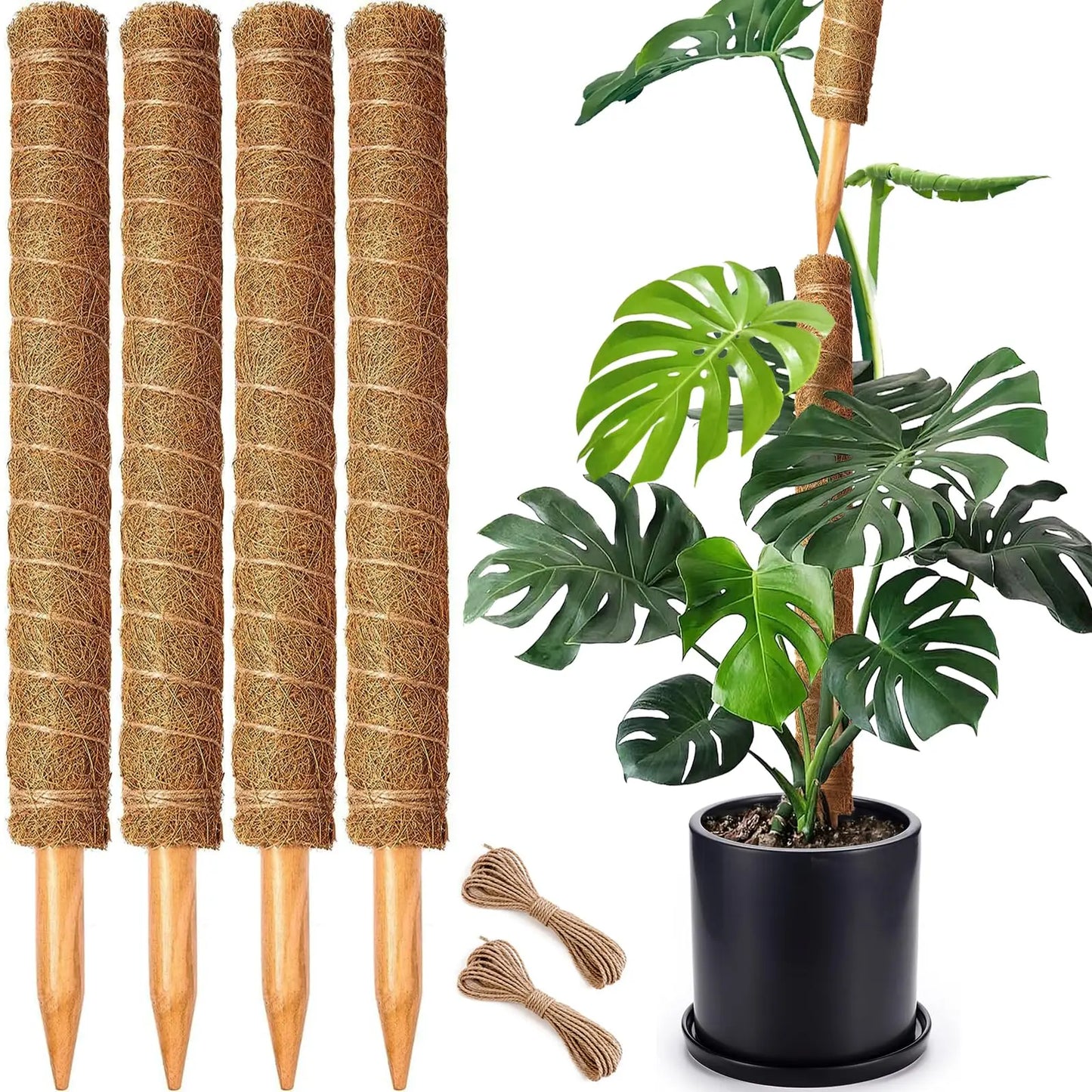 4 /8 Pack Stackable Moss Pole for Plants Monstera Tall Rod for Indoor Outdoor Climbing Plant Support Stakes for Potted Plants