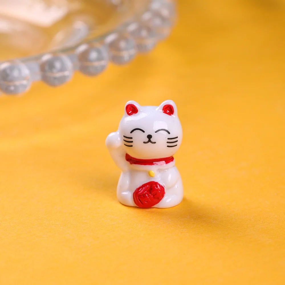 10-50pcs Cute Mini Wealth Lucky Gold Cat Animal Decoration Resin Craft Miniature Figure Bonsai Microlandscape Fairy Garden Decor