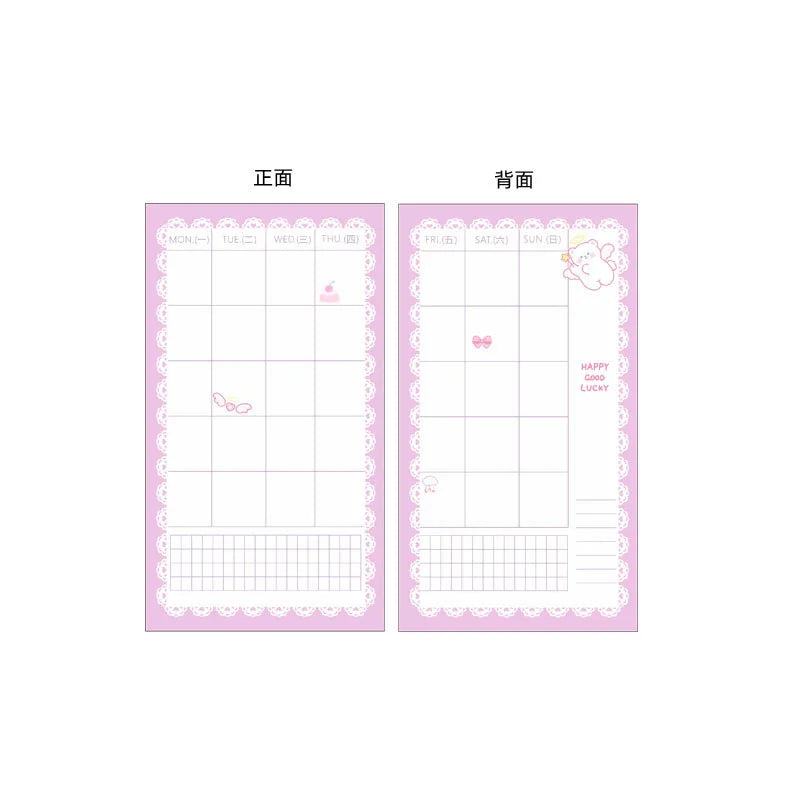 A6 Cute Binder Rabbit Week Plan Todo Paper Refill Accessories 120gsm Loose-leaf Notebook Journal Diary Paper School Stationery