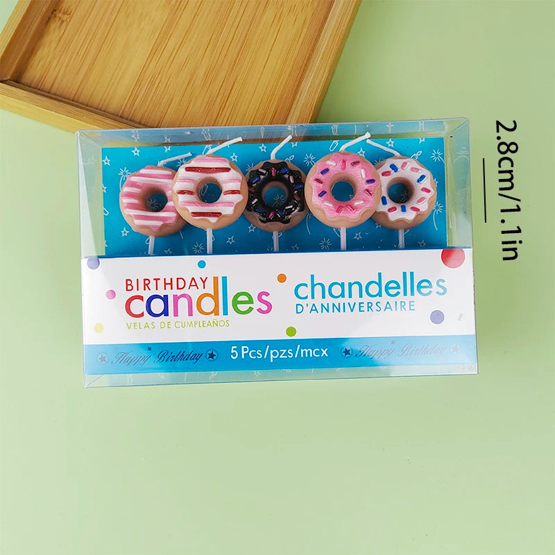 5PCS Cartoon cake candles hot selling donuts happy birthday children's party decorations romantic Valentine's Day gifts