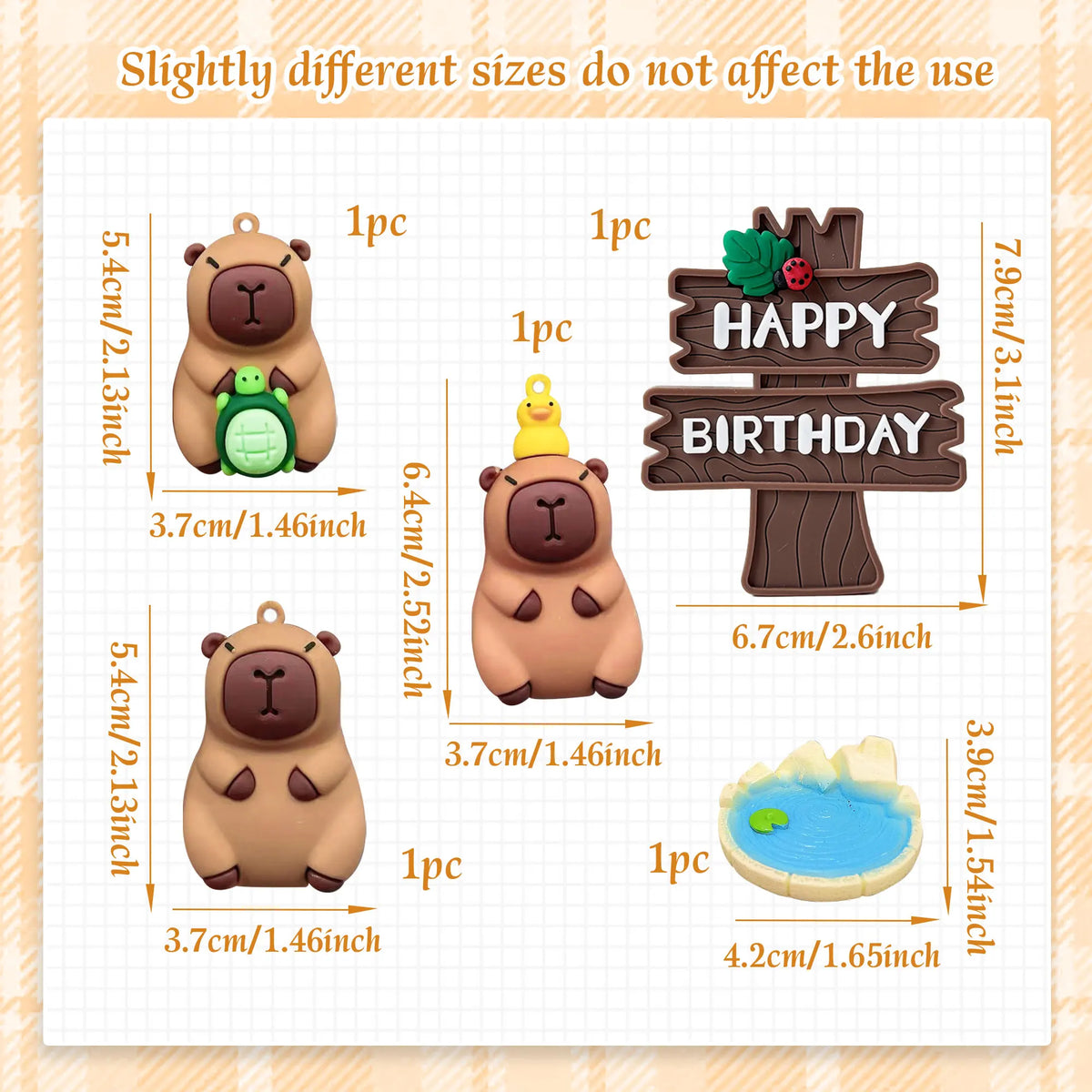 LaVenty Capybara Cake Toppers Mini Blowfish Cake Decorations Birthday Party Supplies for Capybara Cake Topper Summer Pool Favors