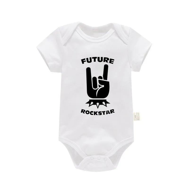 Born To Rock Newborn Baby Short Sleeve Cotton Baby Bodysuit Cute Baby Boy Clothes Jumpsuit Infant Outfit Baby Body Rock Onesie