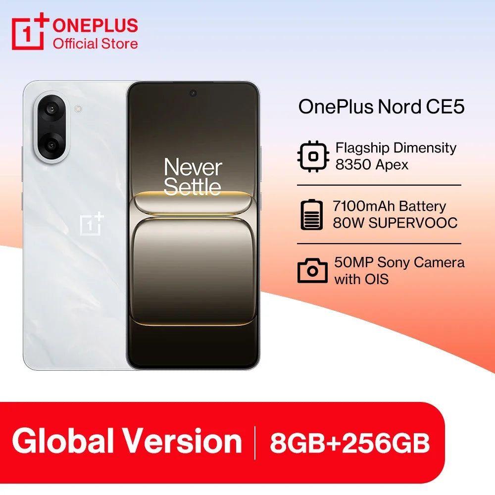 OnePlus Nord CE 5 Global Version Smartphone 7100mAh Battery MediaTek Dimensity 8350 Apex 50MP Sony LYT-600 Camera