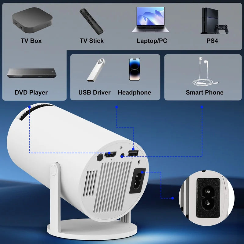 NEW Mini Projector WIFI 6 and Bluetooth 4K 1080P 130'' Screen Movie Projector