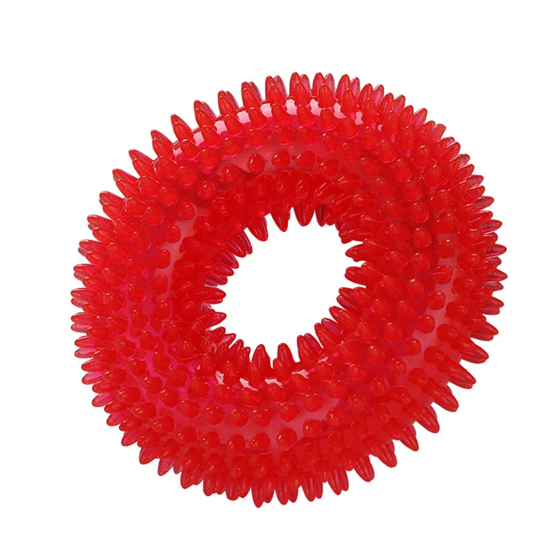 Strong Donut TPR Pet Dog Chew Toys with Squeak for Small Medium Dogs French Bulldog Corgi Border Shepherd Puppy Pets Accessories