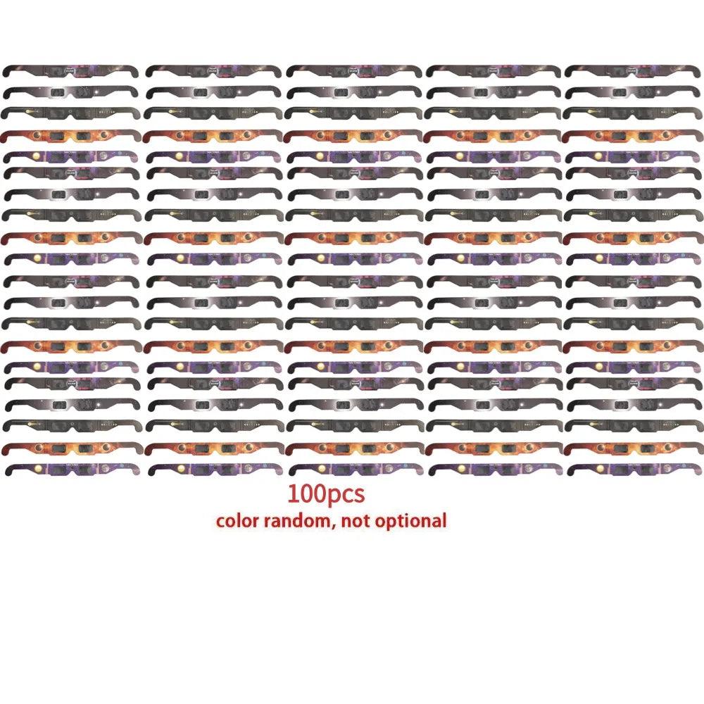 1-100pcs Paper Solar Eclipse Glasses Anti-uv Viewing Glasses Safe Shades Observation Solar Glasses Protect Eyes Random Color