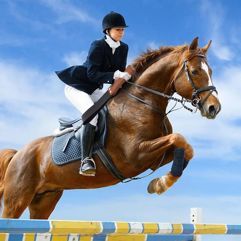 New! High quality For Horses, 19'' Equestrianism Crops Leather Paddle with Anti-Slip Wooden Handle, Riding Crop
