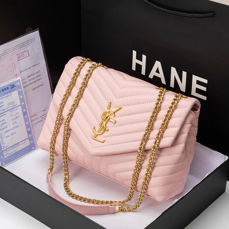Bag 2026 New Leather Rhombus Chain Bag Classic Versatile Fashion Crossbody One Shoulder Handbag Tide