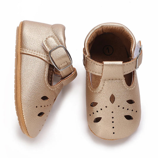 Breathable Newborn Baby Shoes Baby Boy Girl Shoes Girl Classic Bowknot Rubber Sole Anti-slip PU Toddler Shoes First Walker
