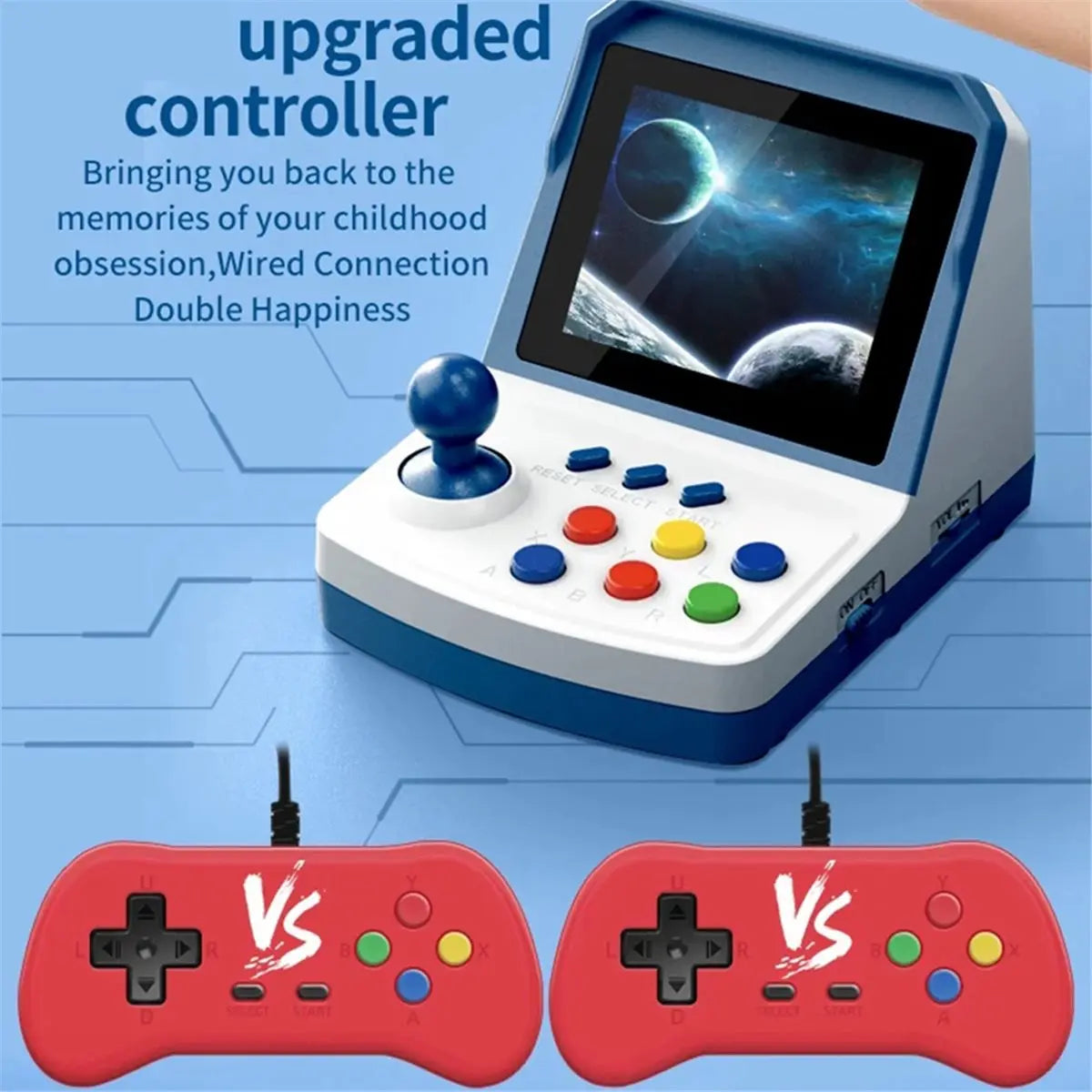 MYdaY- A6PLUS Retro Mini Arcade Video Game Console 1000+ Games 3.2inch Screen Built in Joystick Support TV Output Home Arcade A
