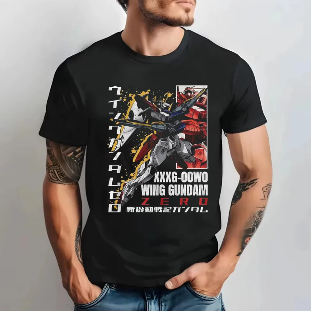 Gundam Japanese Anime Printed Men's T-Shirt Boy Children's Harajuku Short Sleeve Kids 90s Anime Gundam T-shirt Clothing Tee Tops