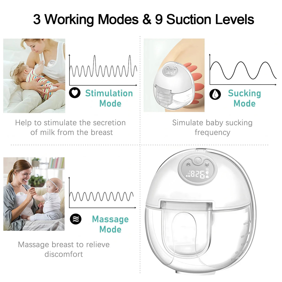 Soft Silicone Integrated Collector Wearable Breast Pump Rechargeable Portable Smart Electric Pump