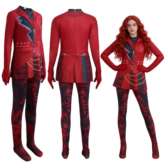 Descendants 5 Wicked Wonderland Red Princess Cosplay Costume Jumpsuit Women Halloween Party Costume