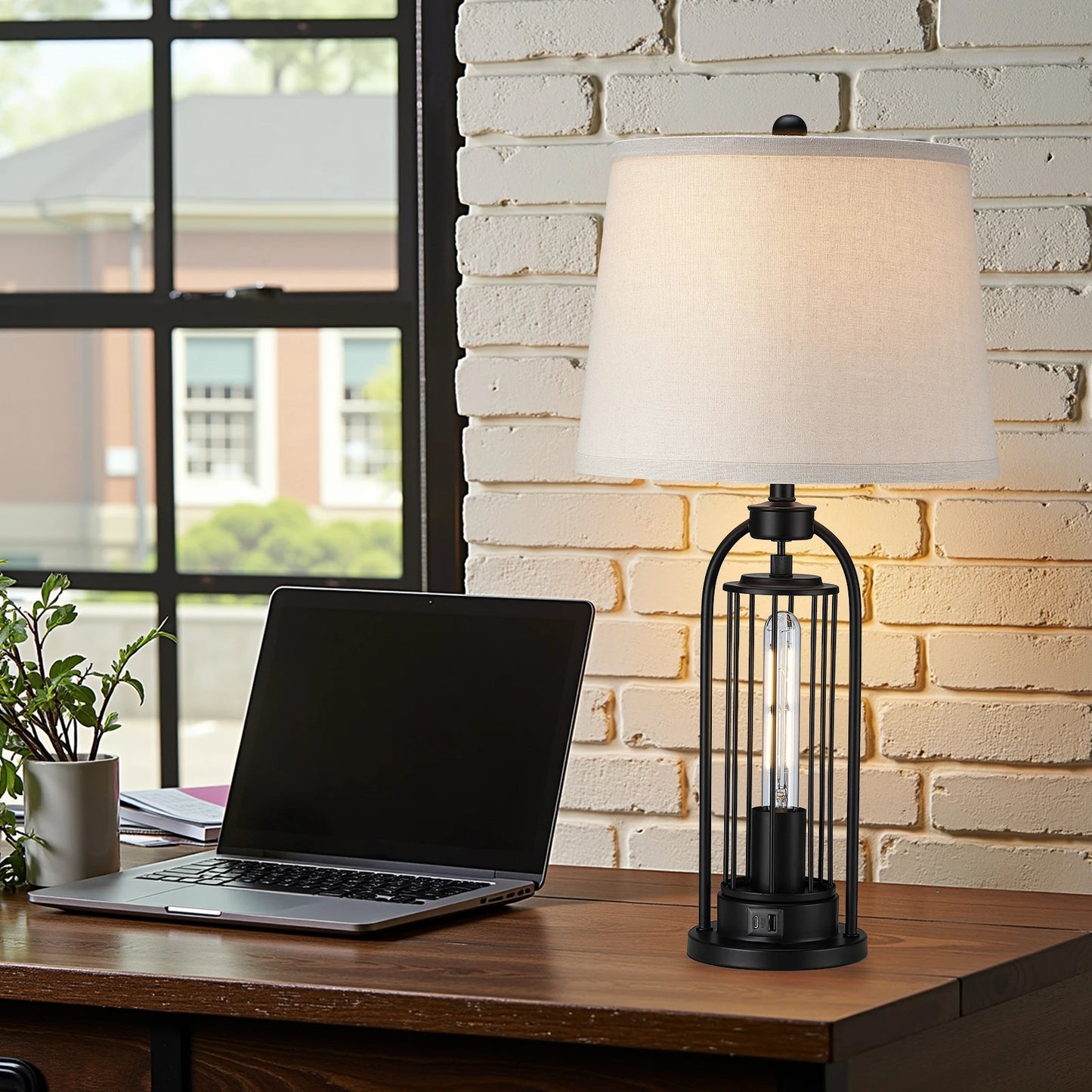 26 inch Desk Lamps Modern Dual LED lights up and down European Hardware base table lamp Hotel Guest Room Living Room Study Bedroom Bedside Decorative Lighting Lamps USB power interface