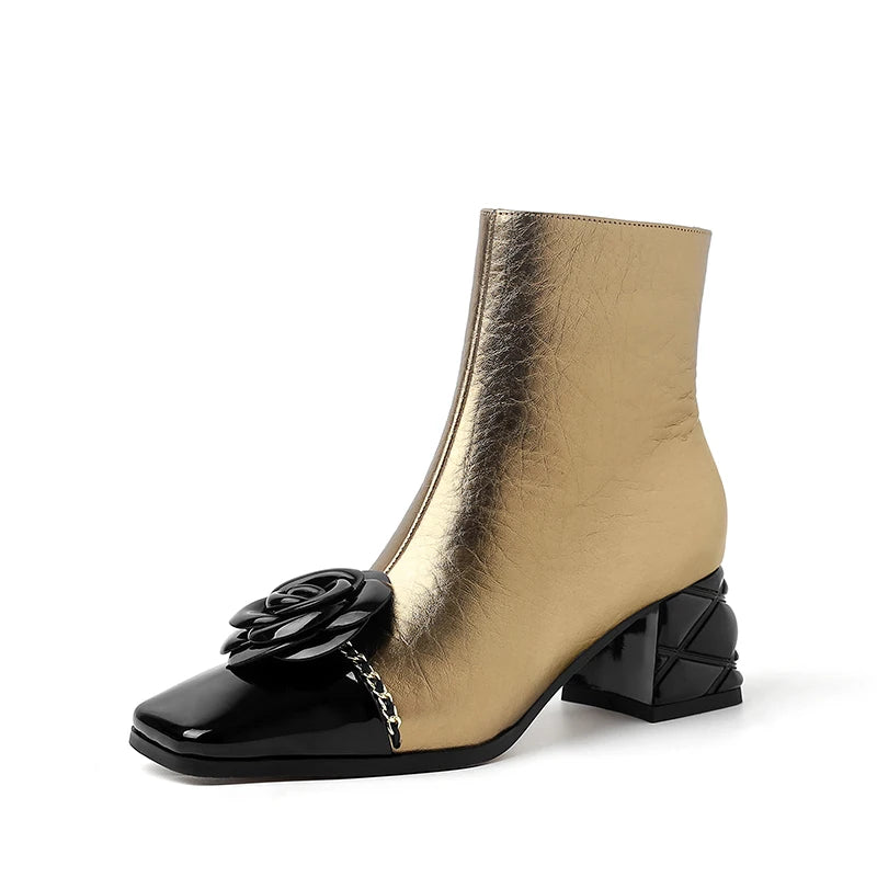 2026 NEW Autumn/Winter Women Boots Square Toe high Heel Shoes Split Leather Women Shoes Elegant Ankle Boots Zip Modern Boots