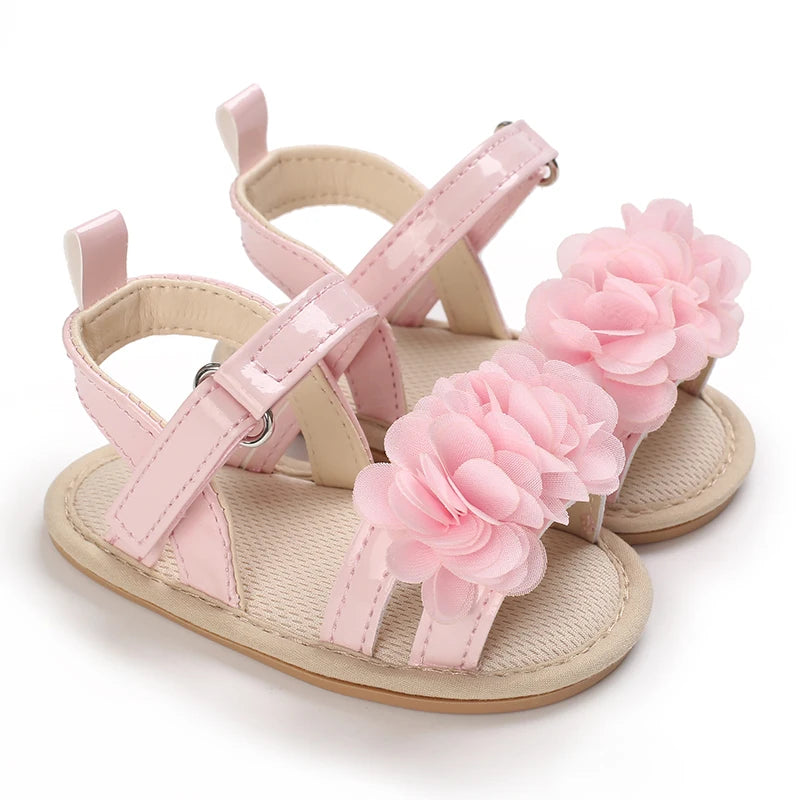 Summer 2026 Western Style Baby Korean Version Flower Princess Shoes Pink Open Toed Baby Girl Sandals