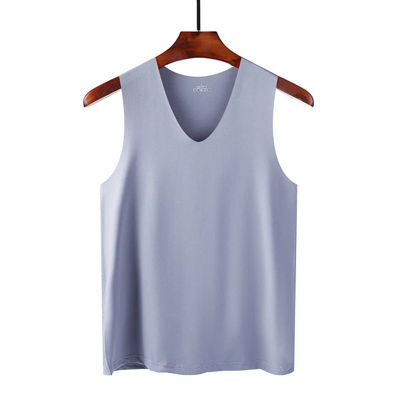 1pcs Summer Mens Vest Ice Silk Seamless Fitness Slim-fit Breathable Underwear Youth Sports Hurdle Sleeveless Undershirt Male Top