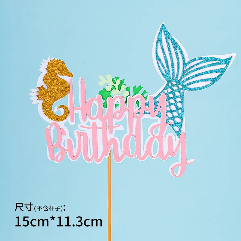 Mermaid Cake Decoration Kawaii Doll Mermaid Birthday Cake Toppers Girls Happy Birthday Party Supplies Creative Dessert Supplie