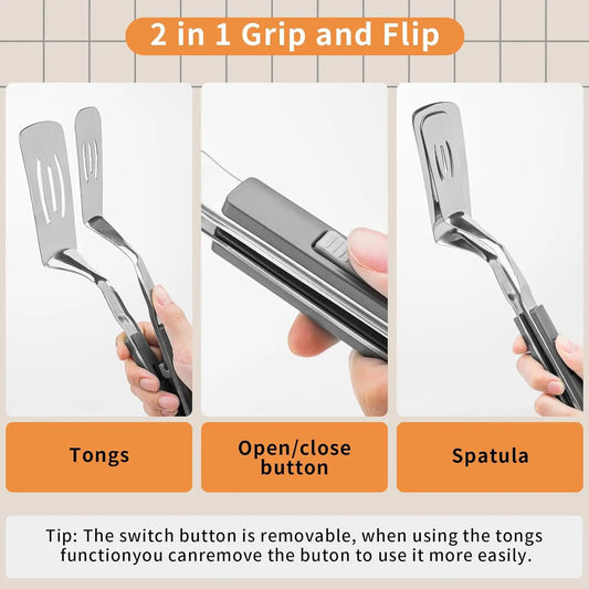 Stainless Steel Steak Clip Egg Flipper Spatula Barbecue Meat Clamp Flipping Bread Steak Fish Clip Spatula Kitchen Cooking Tongs
