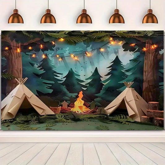 1 Photography Camping Background - Forest Scene Party Background with