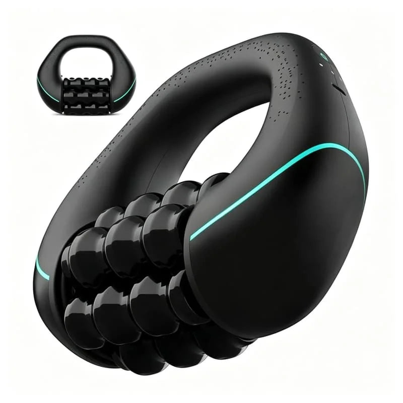 Electric Roller Massager Handheld Massage Deep Tissue Muscle Relax Portable Cordless Rechargeable 3 Speed Adjustable Massager for Back Shoulder Leg Body Sore Muscle Relief Home Office Gym Travel Daily Use Black