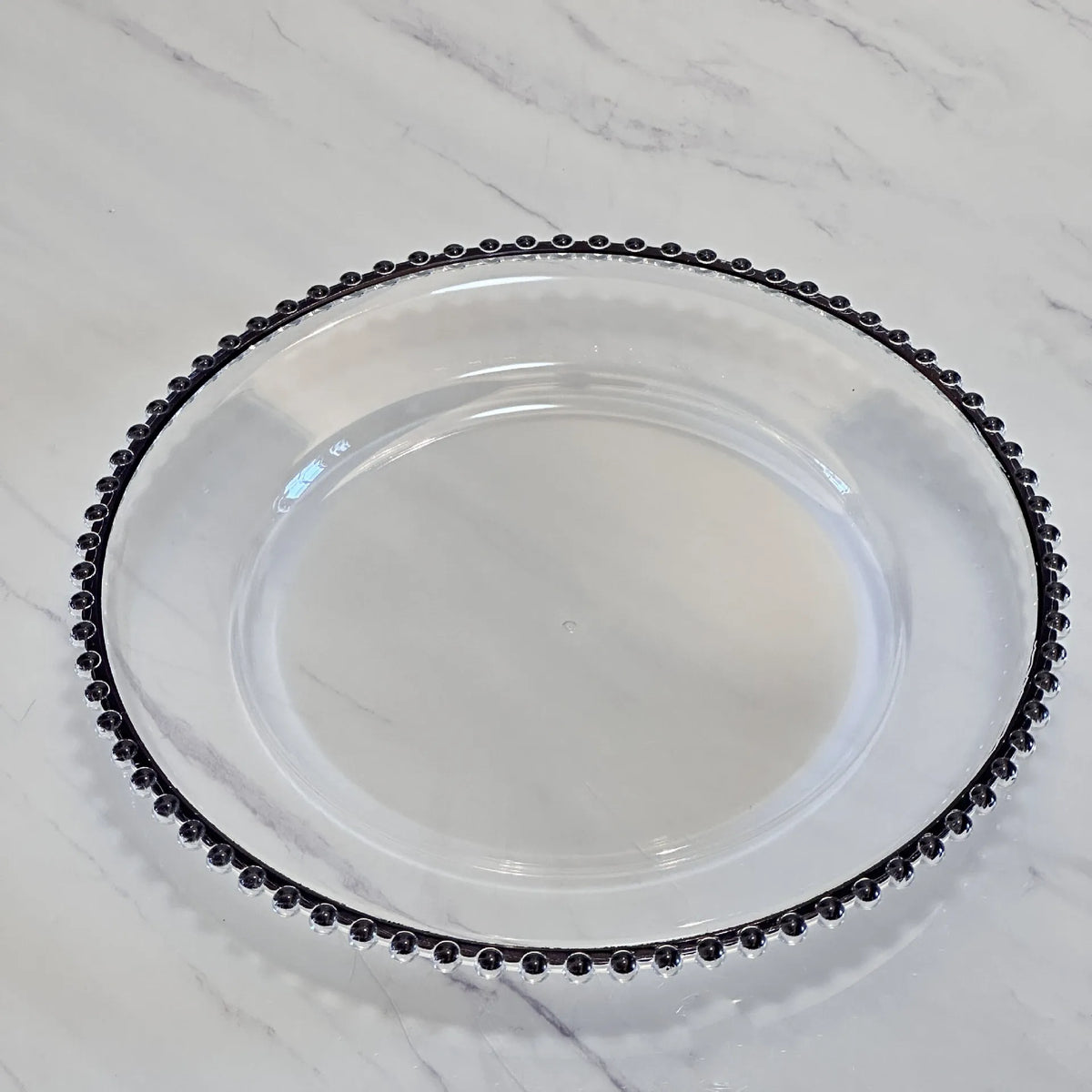 Nordic Style Plastic Steak Plate Gold Rimmed Fruit Salad round Dish Western Dinner Party Dinnerware Plate Decorative