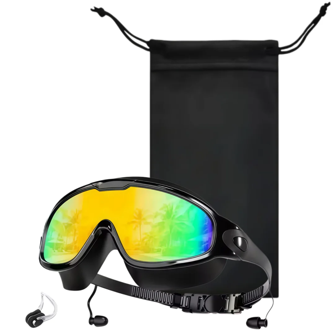 Adult Wide View Swim Goggles Anti-Fog Anti-UV No Leak Swimming Glasses with Earplugs for Men And Women Youth