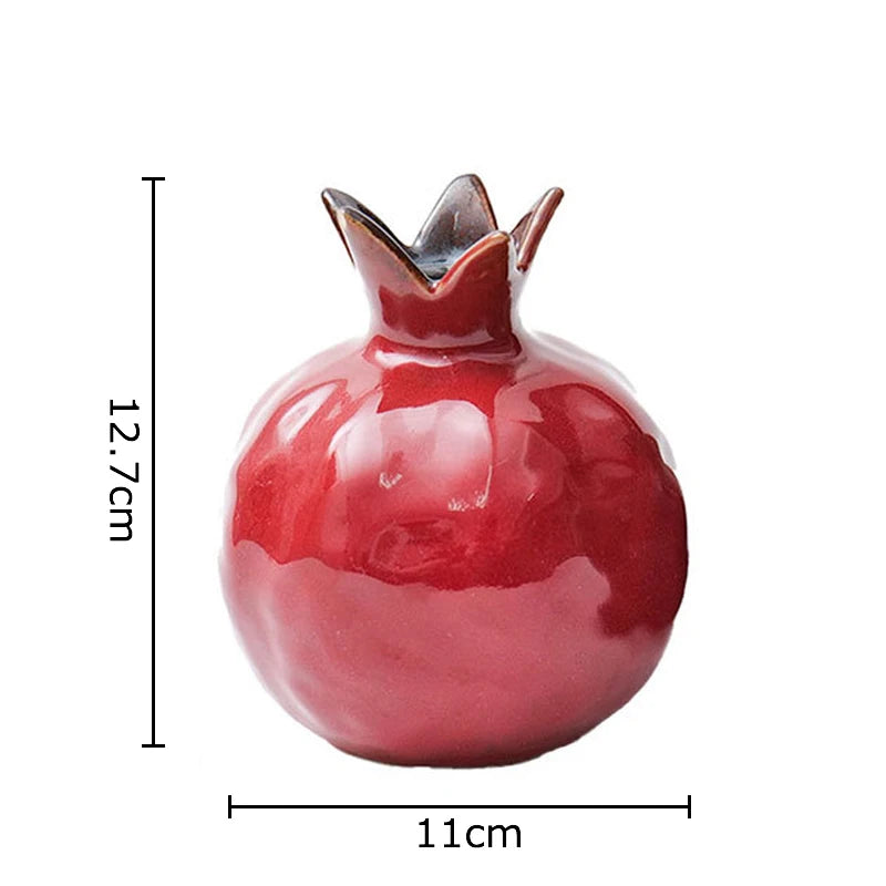 Bright Porcelain Pomegranate Vase Plant Pots Table Decoration Ornaments Flower Arrangement Ceramic Vases Room Aesthetic Decor