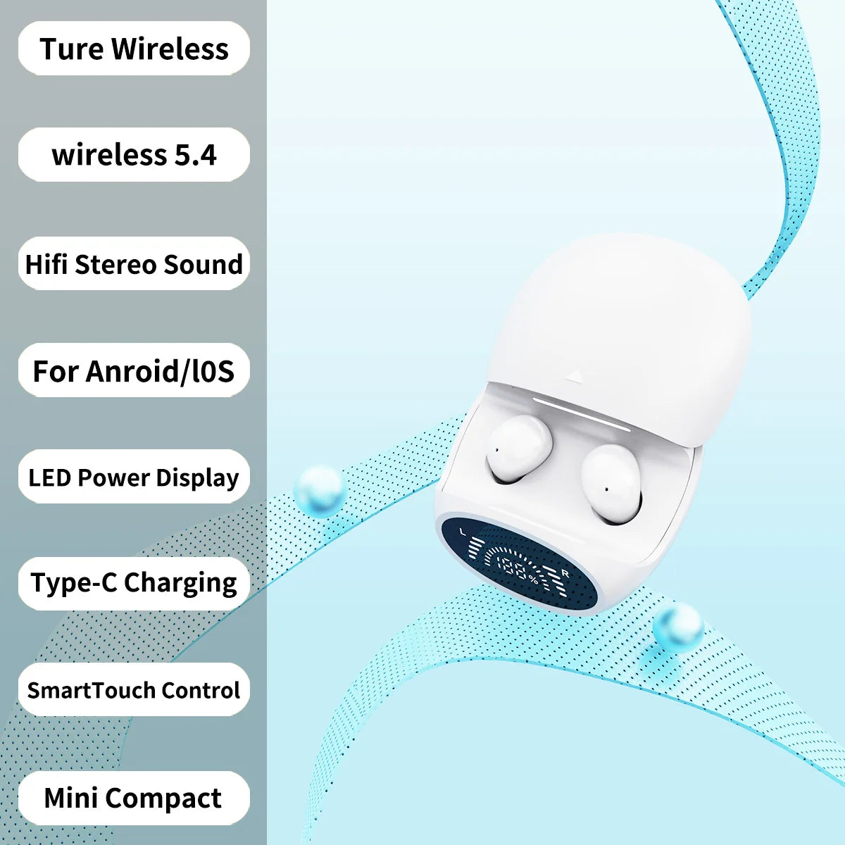 Wireless Bluetooth Earbuds Dual 2-in-1 In-ear for Sleep Running Sports Long Battery Life Couple Set