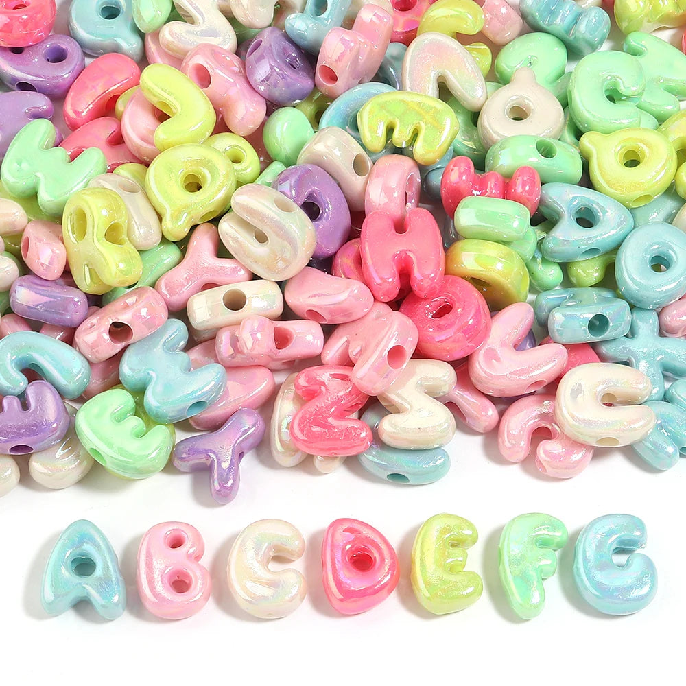 20-30pcs/lot Big Hole Cartoon English Letters Acrylic Beads Colored Loose Spacer Beads For Jewelry Making DIY Necklace Keychain
