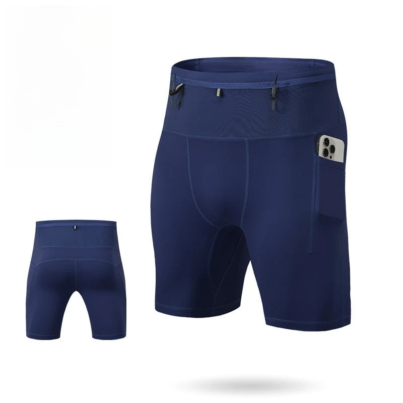 Men's Compression Shorts with Pockets for Running and Gym, Quick-Dry Breathable Athletic basketball Workout Pants Plus Size