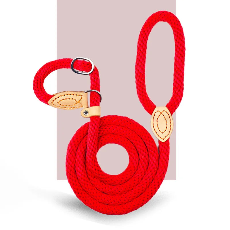 Dog Leash P Chain Slip Collar pet Walking Lead Outdoor puppy pet Traction Hemp rope For small Medium Large big Dogs long 1.5m