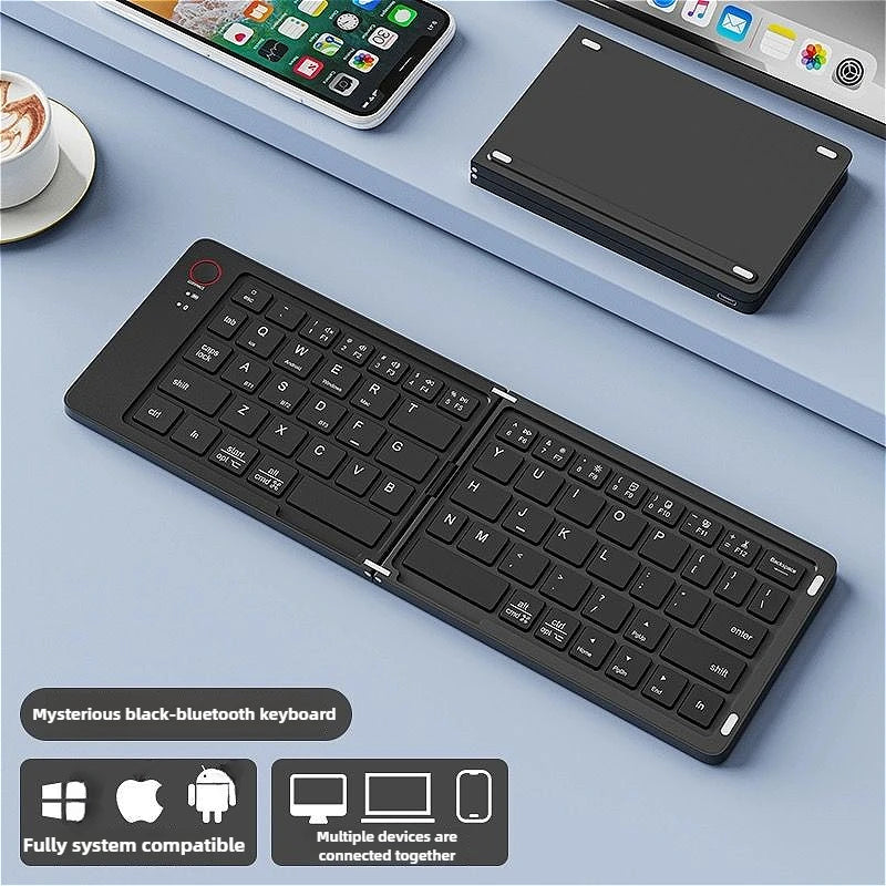 MINGCVIL Mini Foldable Wireless Keyboard Slim Portable Bluetooth Keyboard Rechargeable Folding Keyboard for IOS Windows Android
