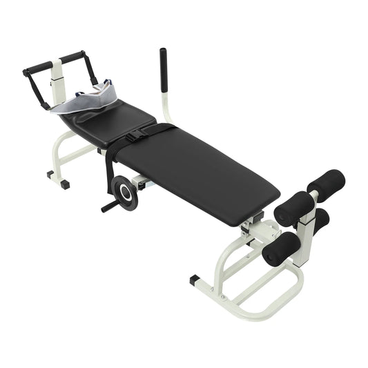 59.06-74.8in Long Back Stretch Bench,Adjustable Multifunctional Neck Stretcher Cervical Stretch Device, Handwheel Control Cervical Lumbar Traction Bed for Wellness Centers