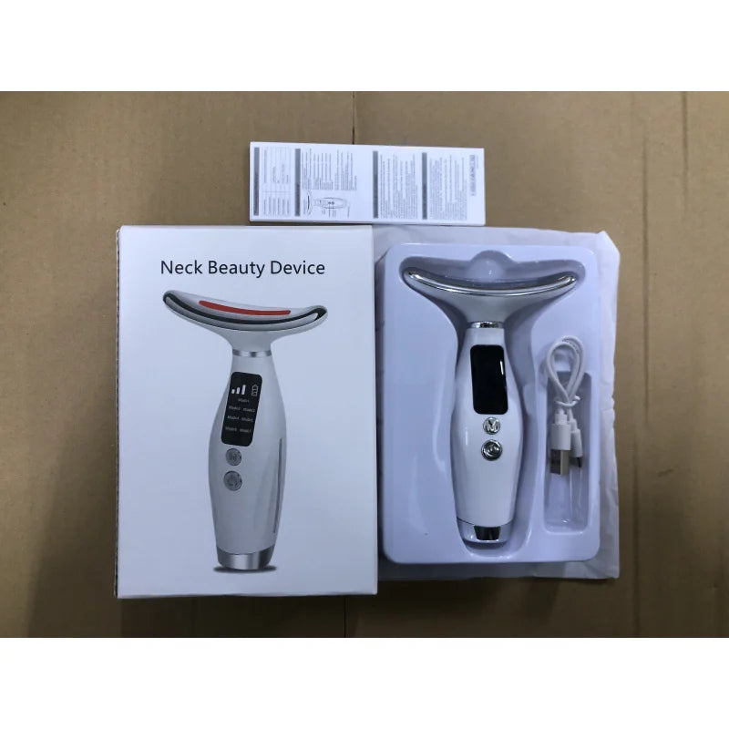 Home Use LED Face Neck Massager 7 Colors Light Therapy 7 Modes 3 Levels Vibration Face Lifting Anti Wrinkle Beauty Instrument
