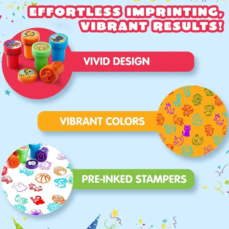 50 Pcs Assorted Stamps for Birthday Party Favor Carnival Prizes School Stampers Goodie Bag, Easter Treasure Box Toys